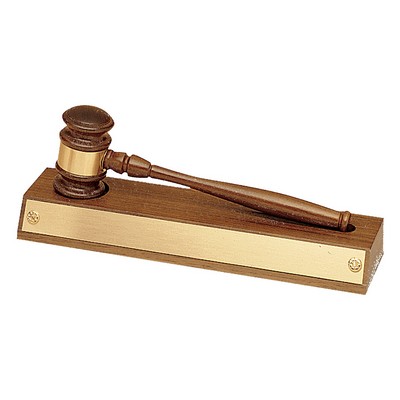 Walnut Gavel Base w/Gavel/ Gavel Band and Plate