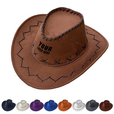 Faux Felt Cowboy Hat With Cords