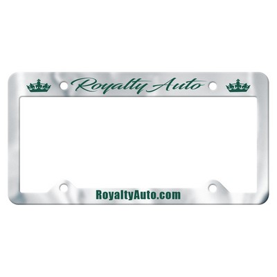 License Frame | 6 3/8" x 12 3/8" | Large Top Panel | 4 Holes | Chrome Faced