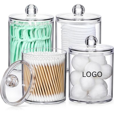 Acrylic Apothecary Jar - Vanity Storage Canister & Swab Dispenser