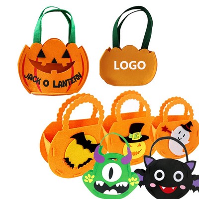 Custom Halloween Felt Fabric Pumpkin Candy Tote Bag