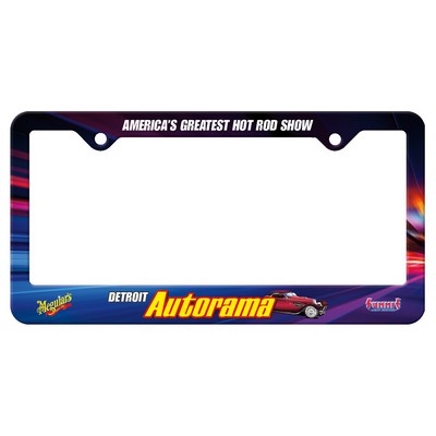License Frame | 6 3/8" x 12 3/8" | Large Bottom Panel | 2 Holes | White | Full Color