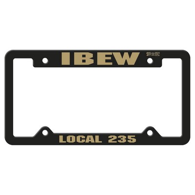 License Frame | 6 3/8" x 12 3/8" | Notched Top Panel | 4 Holes | Black
