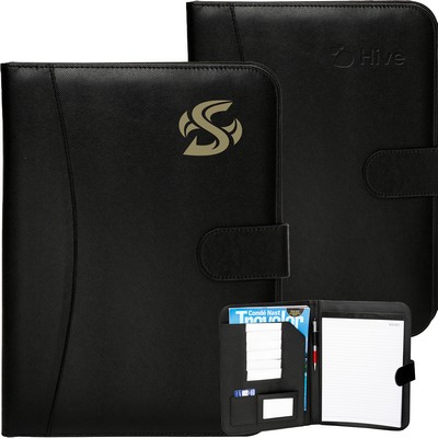Black Leather Portfolio w/ Magnet Closure & Pen Loop