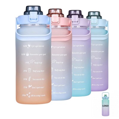 64oz Plastic Motivational Water Bottle 64 Ounce With Straw